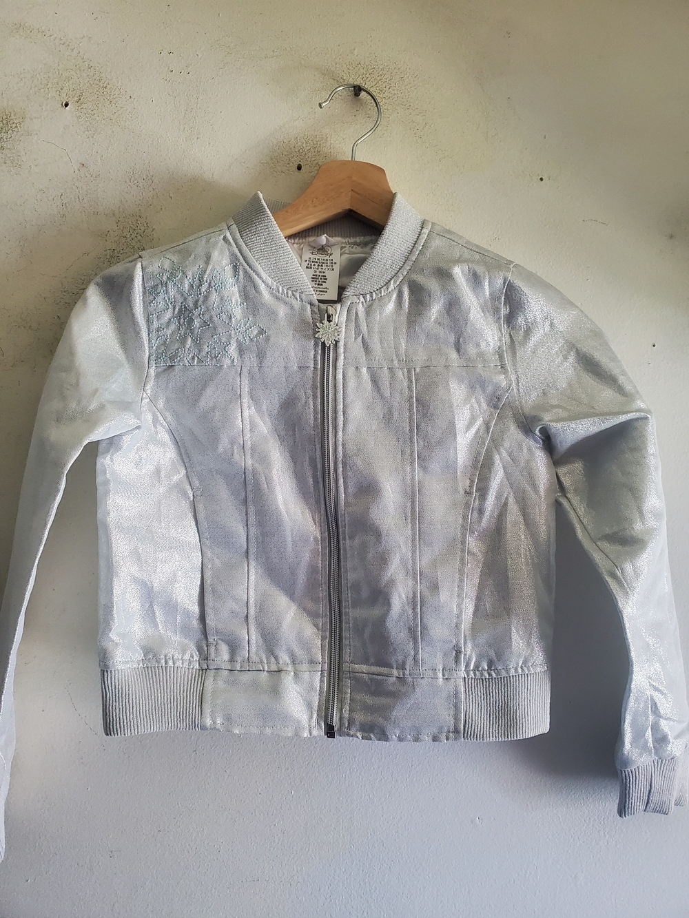 Disney Metallic Silver Girls Jean-Style Jacket with Snowflake Accent